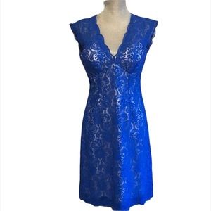 Cobalt Blue Watters & Watters Lace Keyhole Dress size 10